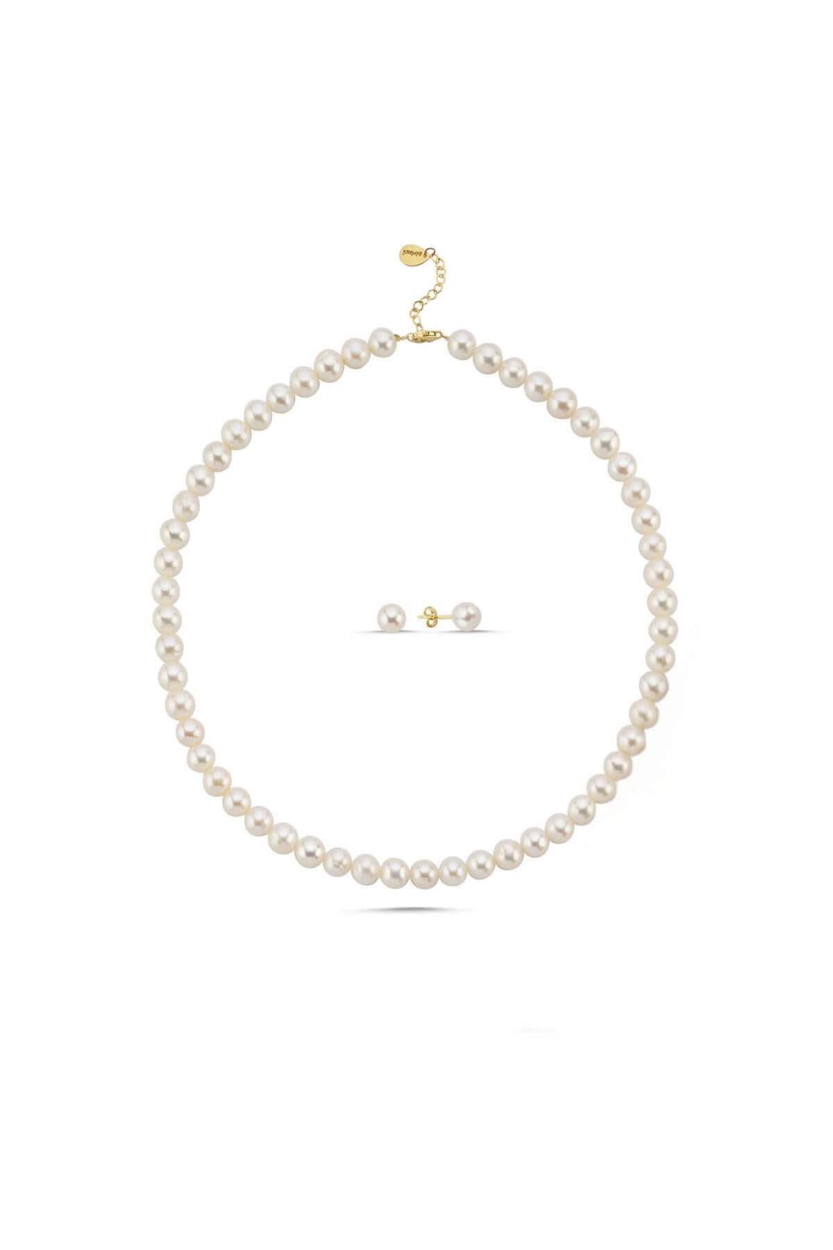 Sıralı Doğal İnci Küpe Kolye İkili Set | | Birinci1926