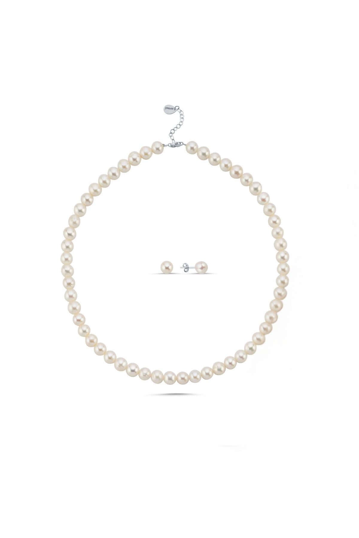 Sıralı Doğal İnci Küpe Kolye İkili Set | | Birinci1926