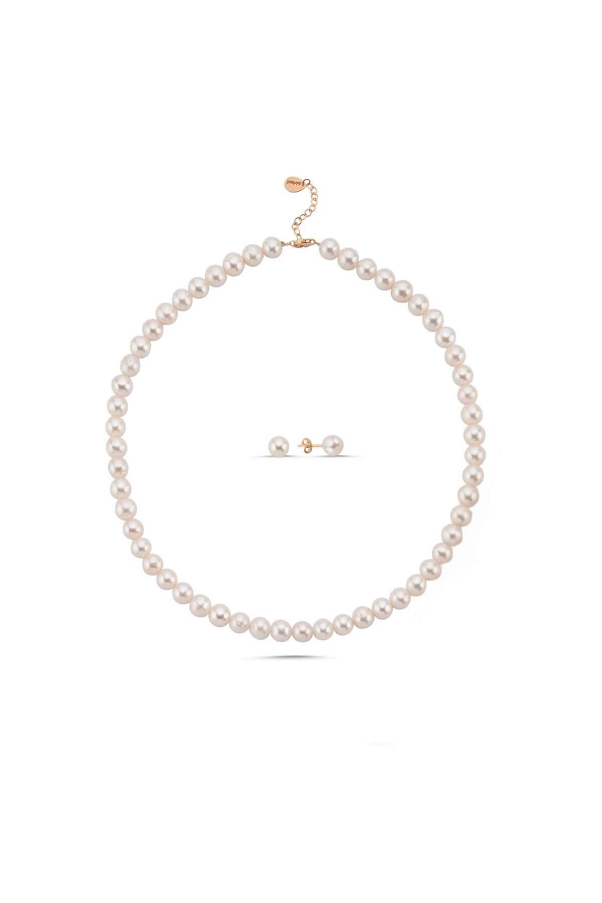 Sıralı Doğal İnci Küpe Kolye İkili Set | | Birinci1926