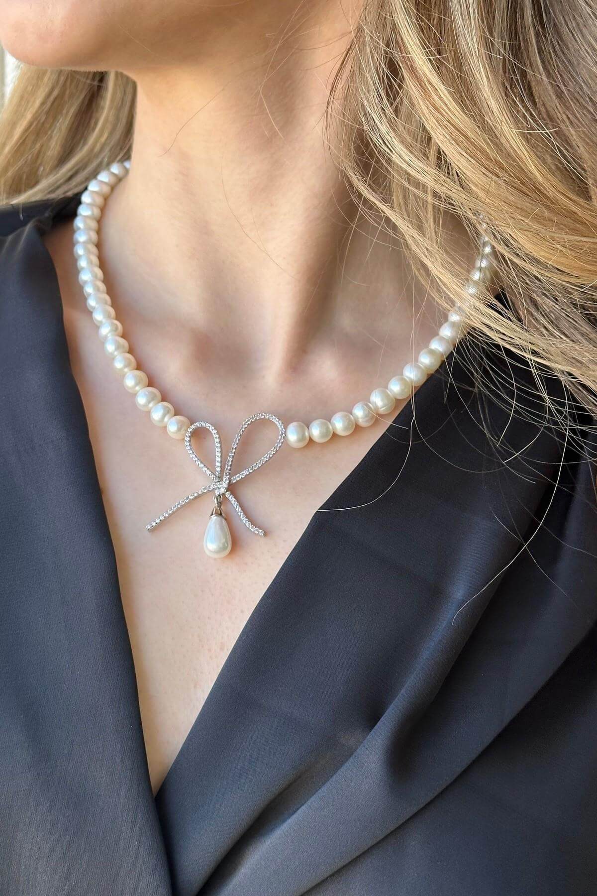 Fiyonklu Damla Sallantılı Doğal İnci Kolye | | Birinci1926