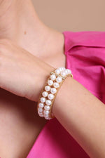 Çift Sıra Doğal İnci Kelepçe Bileklik | | Birinci1926