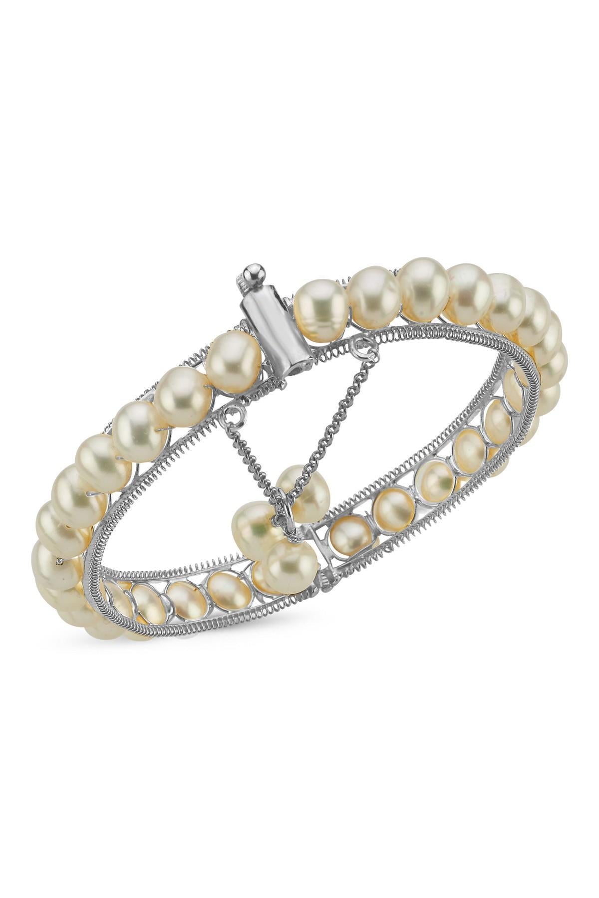 Tek Sıra Doğal İnci Kelepçe Bileklik