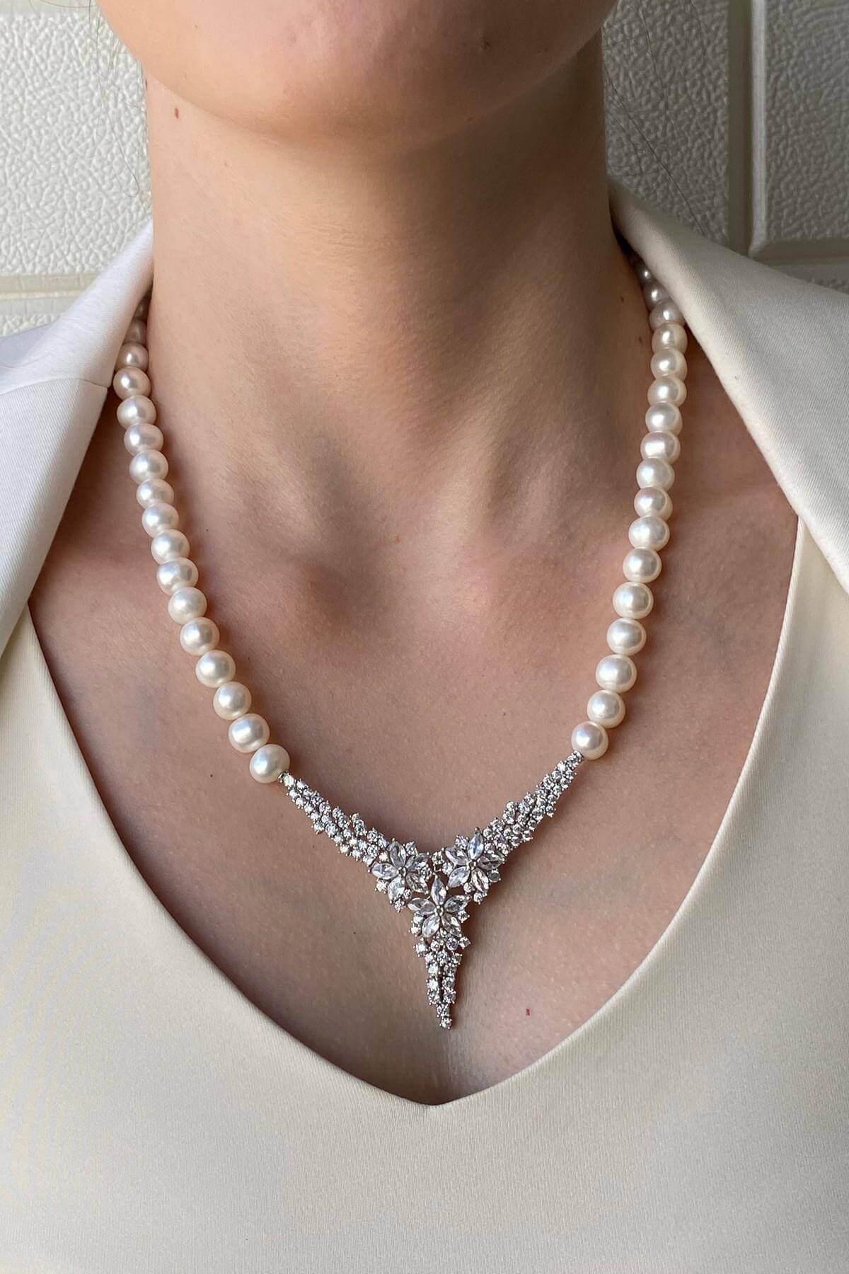 Zirkon Taşlı Doğal İnci Kolye | | Birinci1926