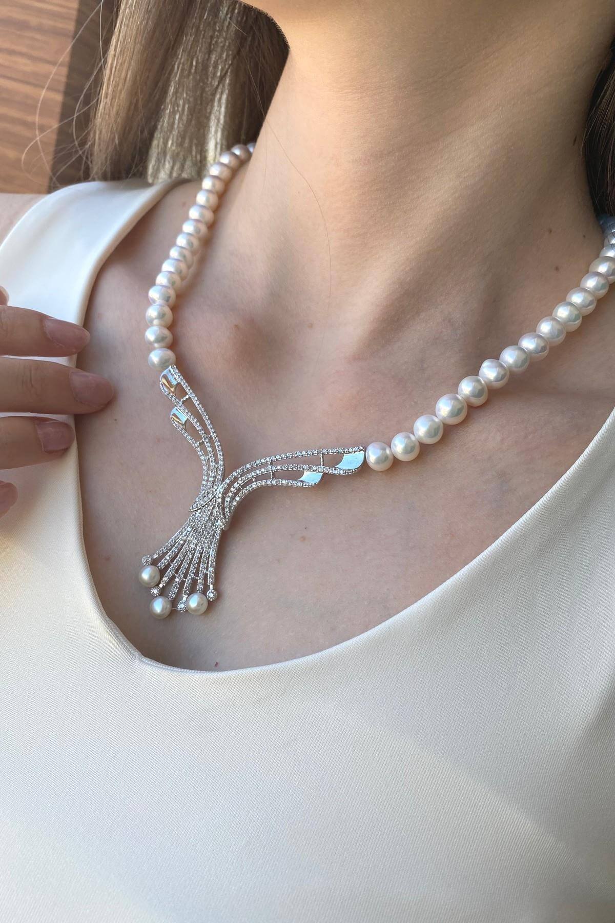 Zirkon Taşlı Doğal İnci Gerdanlık | | Birinci1926