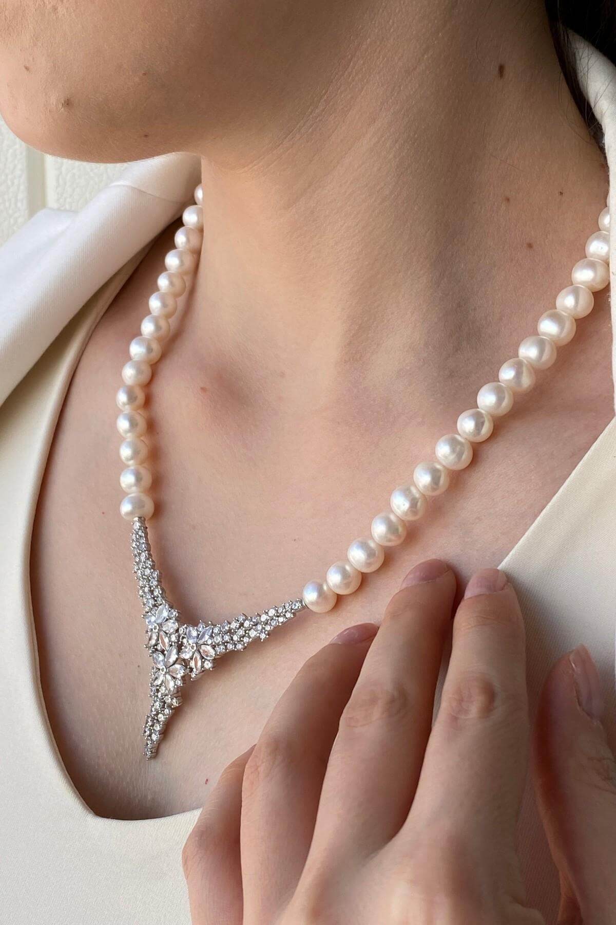 Zirkon Taşlı Doğal İnci Kolye | | Birinci1926