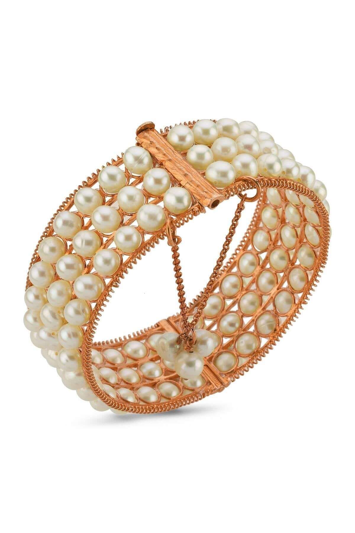 Üç Sıra Doğal İnci Kelepçe Bileklik | | Birinci1926