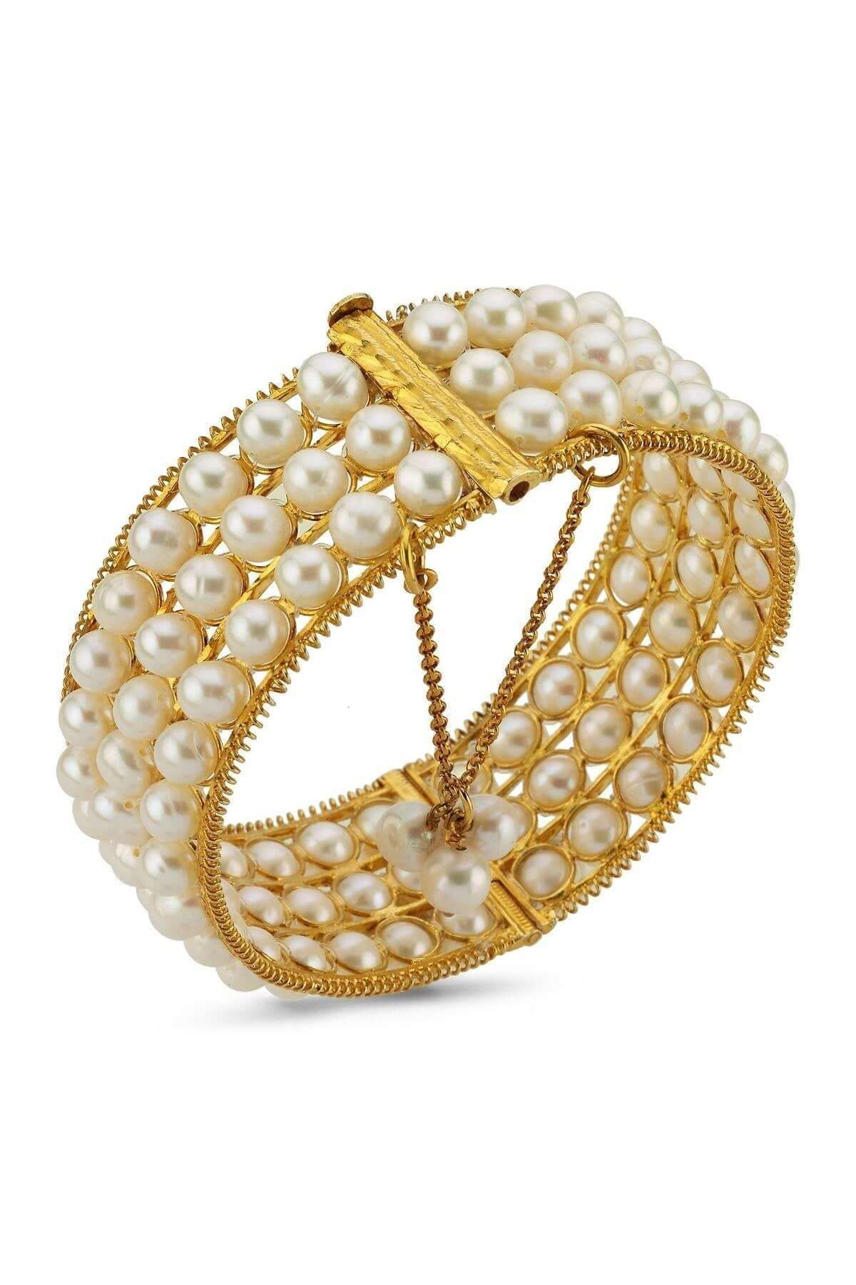 Üç Sıra Doğal İnci Kelepçe Bileklik | | Birinci1926