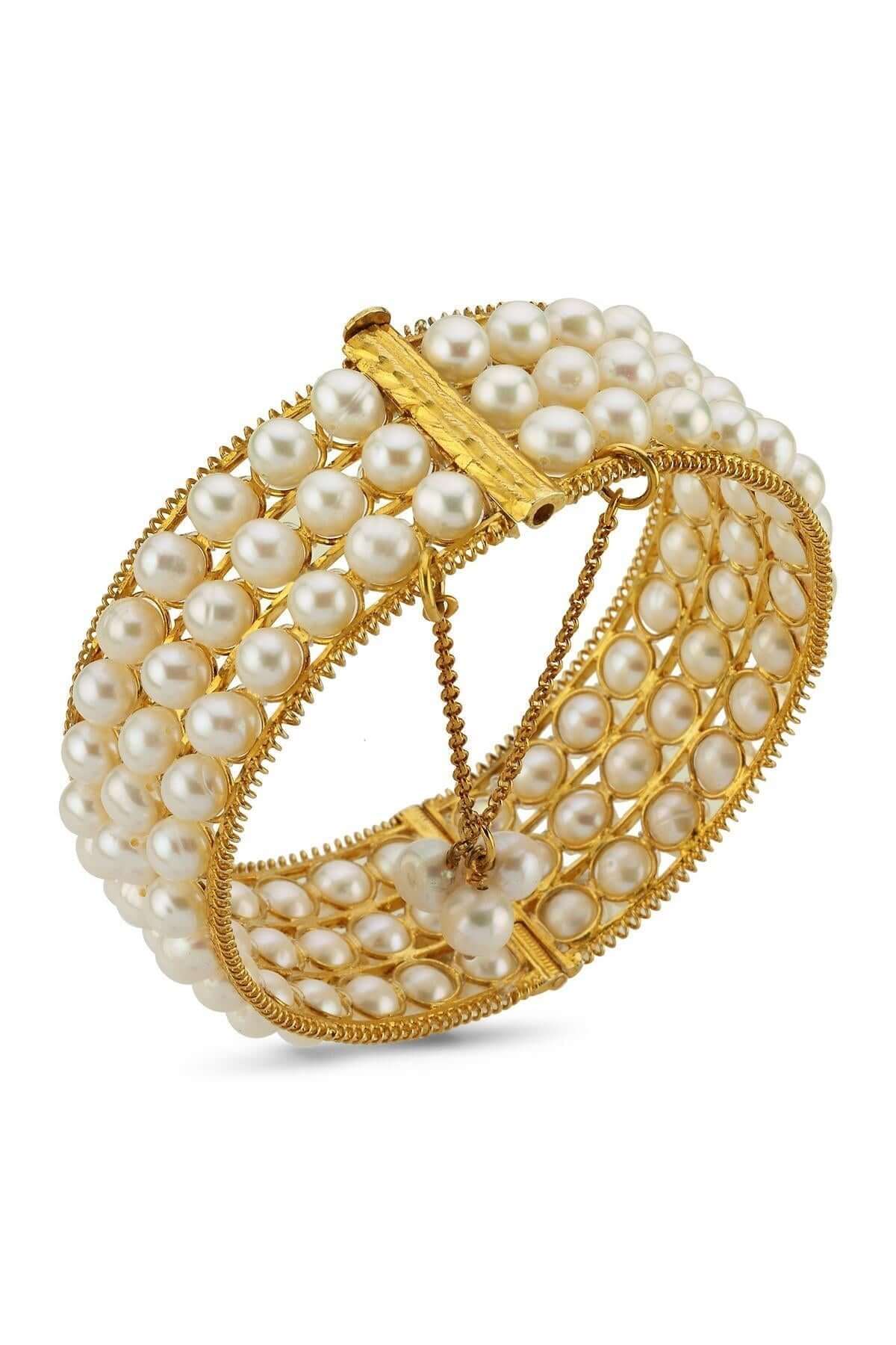 Üç Sıra Doğal İnci Kelepçe Bileklik | | Birinci1926