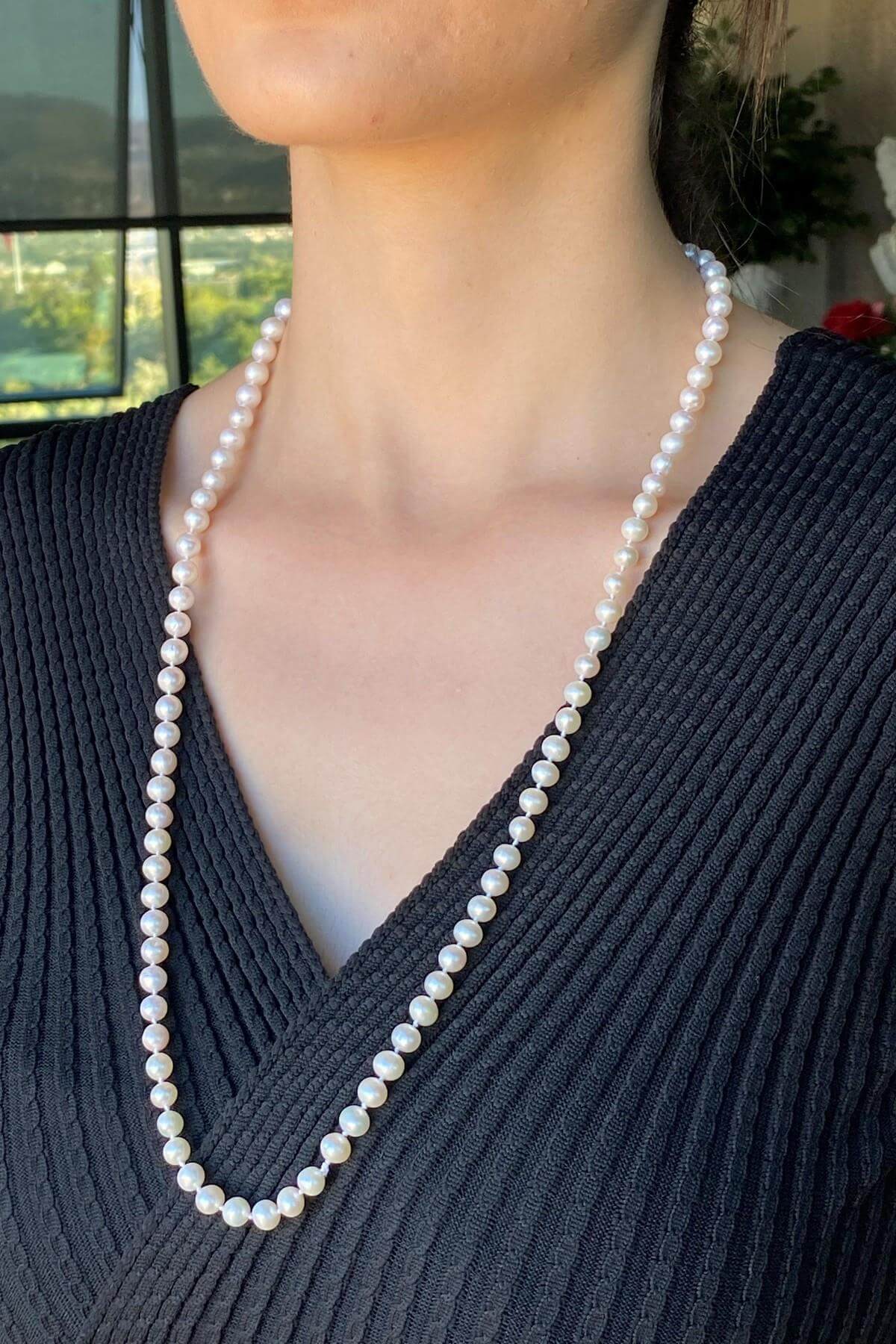 Düğümlü Doğal Tatlı Su İncisi Kolye | | Birinci1926