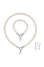 Halka Kilitli Doğal İnci Küpe Kolye Bileklik Üçlü Set | | Birinci1926