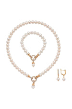 Halka Kilitli Doğal İnci Küpe Kolye Bileklik Üçlü Set | | Birinci1926