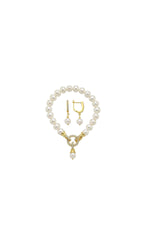 Halka Kilitli Doğal İnci Küpe Bileklik İkili Set | | Birinci1926