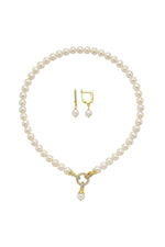 Halka Kilitli Doğal İnci Küpe Kolye İkili Set | | Birinci1926