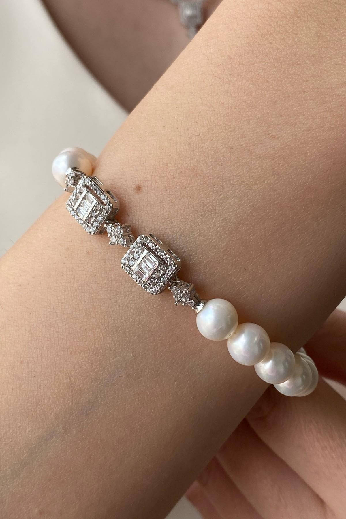 Baget Taşlı Doğal İnci Küpe Kolye Bileklik Yüzük Dörtlü Set | | Birinci1926