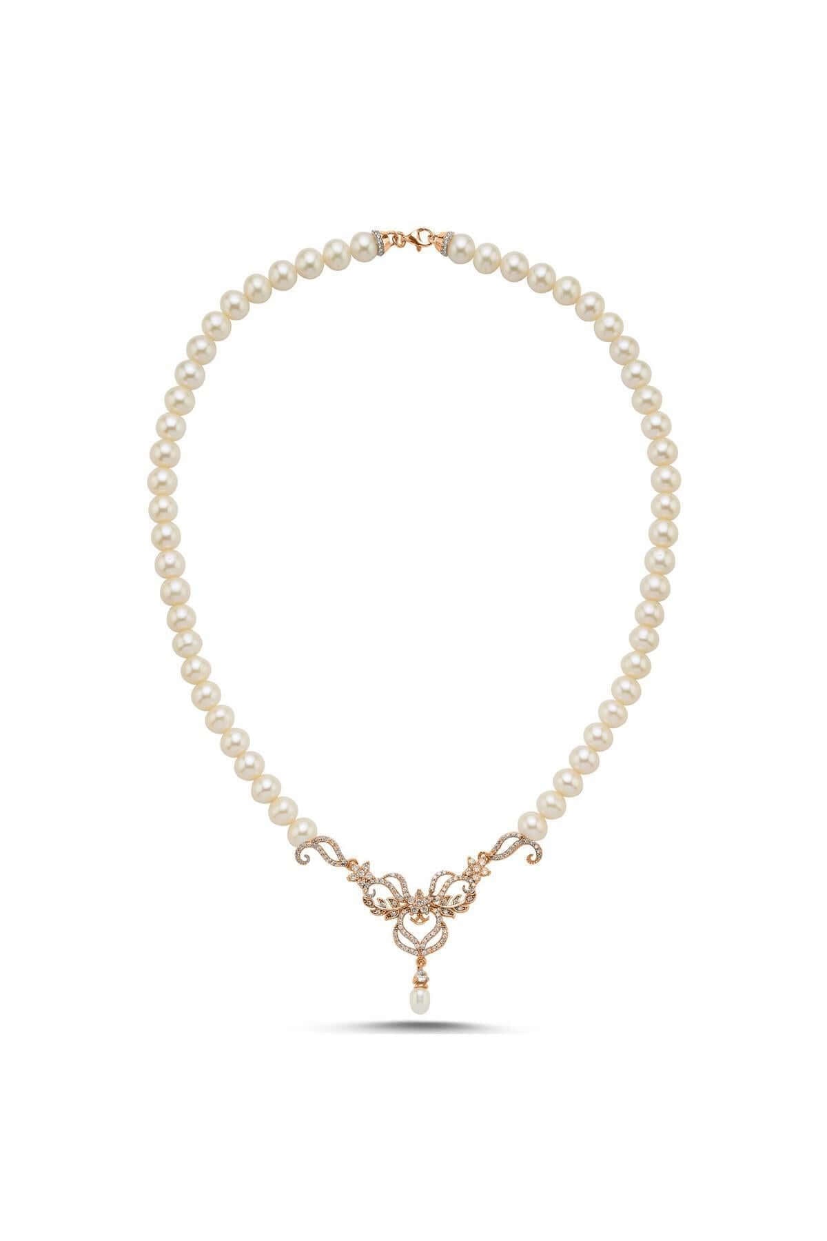 Çiçek Taşlı Doğal İncili Kolye | | Birinci1926