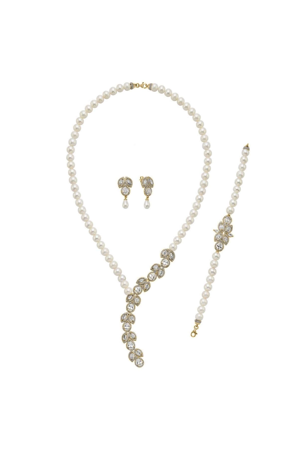 Doğal İnci Küpe Kolye Bileklik Üçlü Set | | Birinci1926