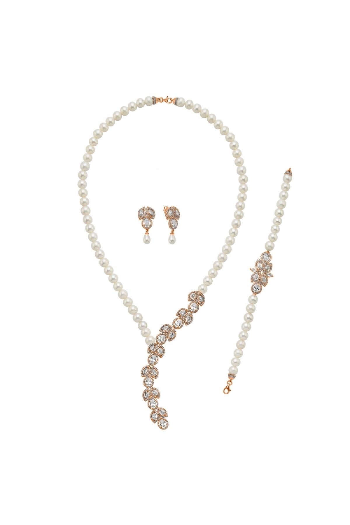 Doğal İnci Küpe Kolye Bileklik Üçlü Set | | Birinci1926