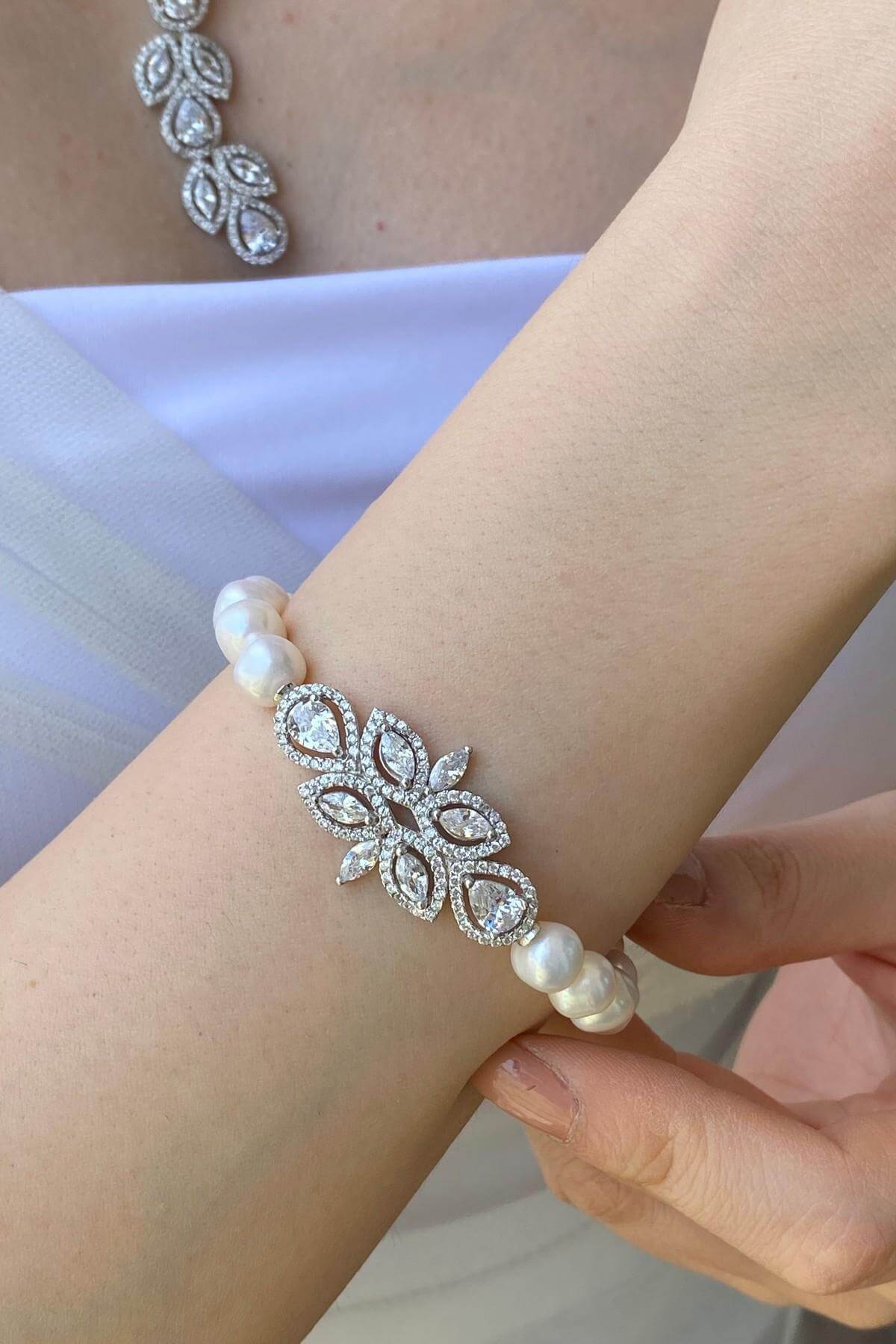 Doğal İnci Küpe Kolye Bileklik Üçlü Set | | Birinci1926