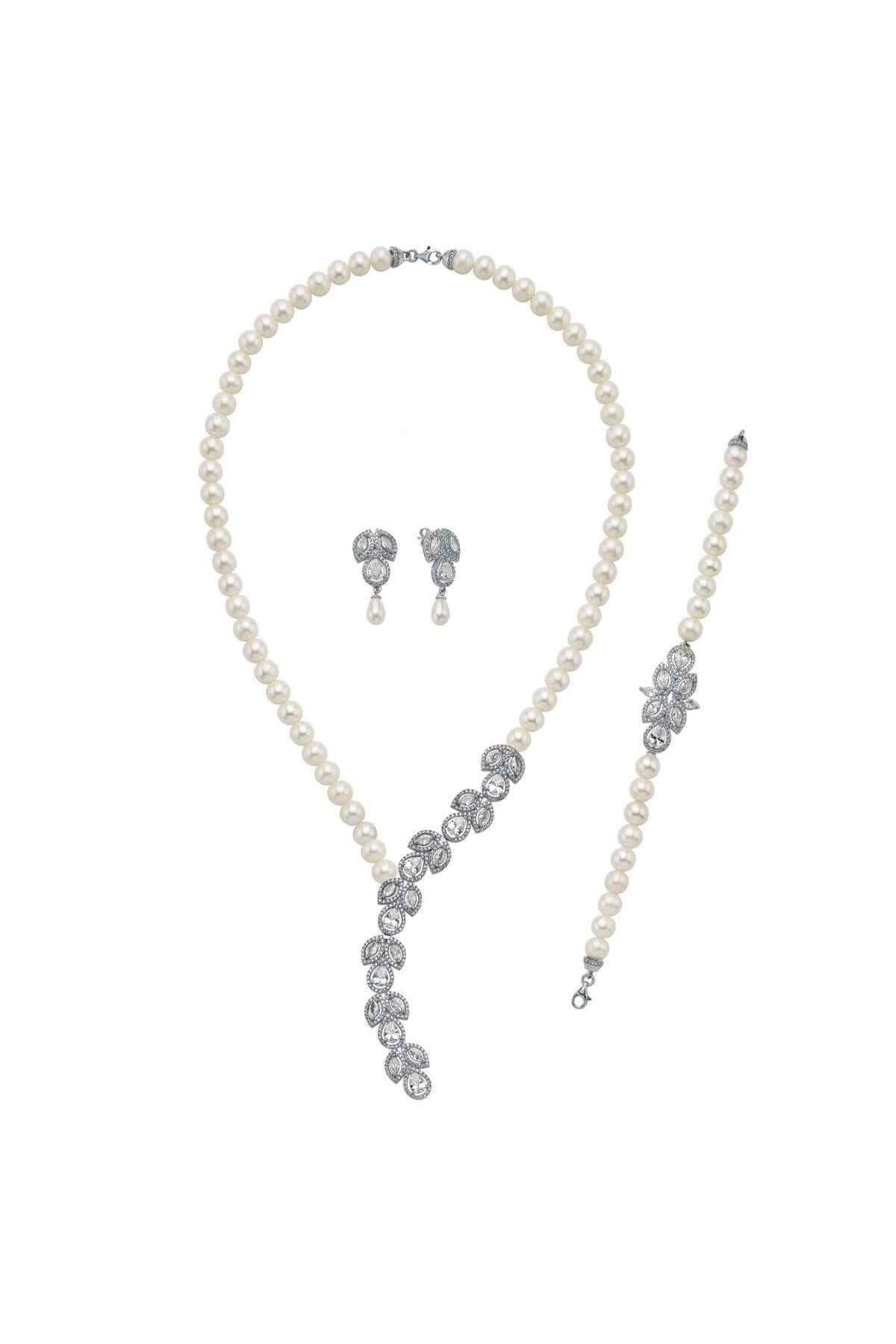 Doğal İnci Küpe Kolye Bileklik Üçlü Set | | Birinci1926