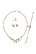 Zirkon Taşlı Çubuk Figürlü Doğal İnci Küpe Kolye Bileklik Yüzük Dörtlü Set | | Birinci1926