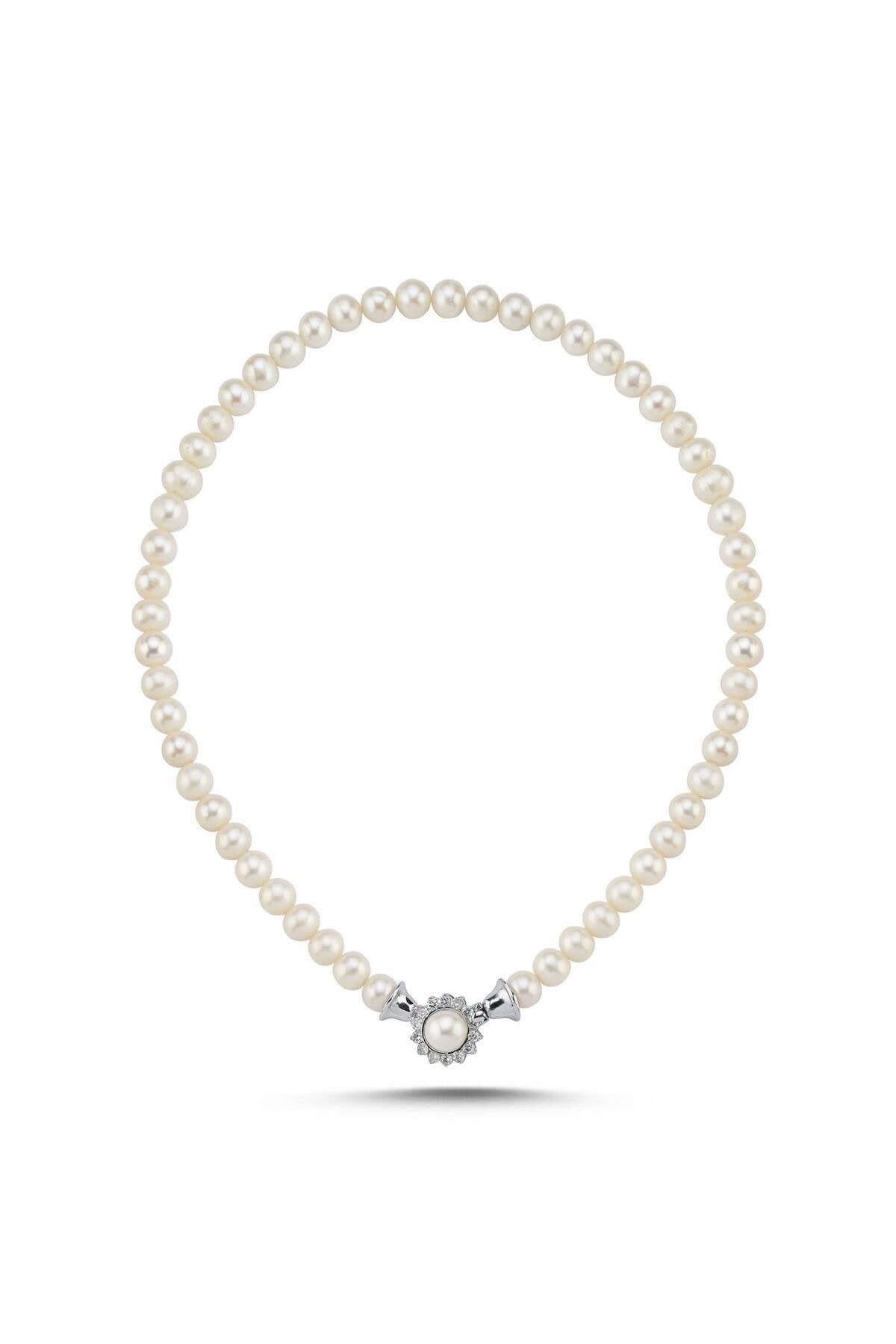 Papatya Zirkon Taşlı Doğal İnci Kolye | | Birinci1926