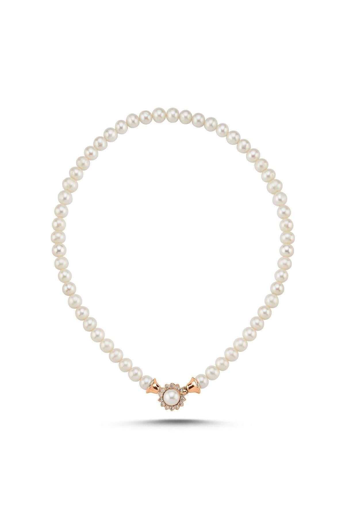 Papatya Zirkon Taşlı Doğal İnci Kolye | | Birinci1926