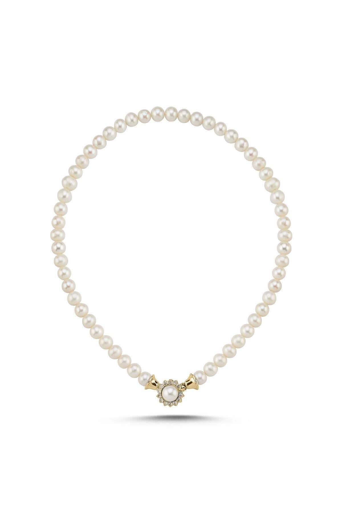 Papatya Zirkon Taşlı Doğal İnci Kolye | | Birinci1926