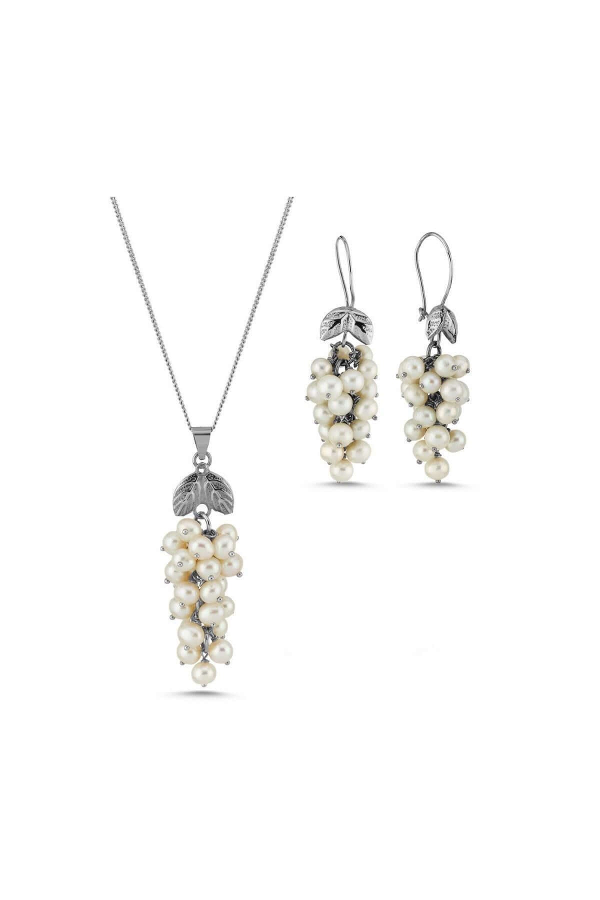 Üzümlü Doğal İnci Küpe Kolye İkili Set | | Birinci1926