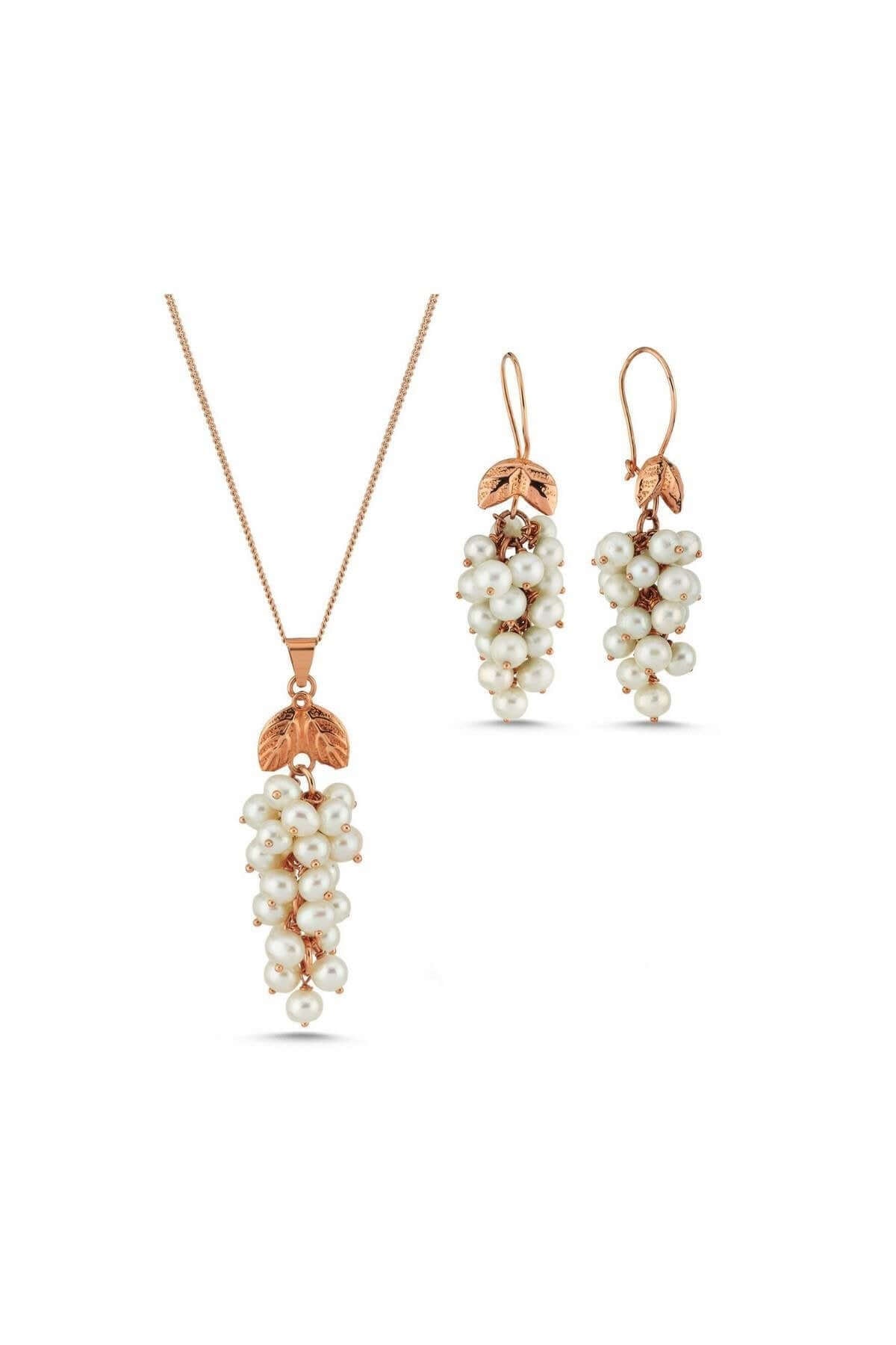 Üzümlü Doğal İnci Küpe Kolye İkili Set | | Birinci1926