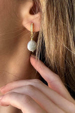 Yassı Doğal İnci Küpe Kolye Bileklik Üçlü Set | | Birinci1926