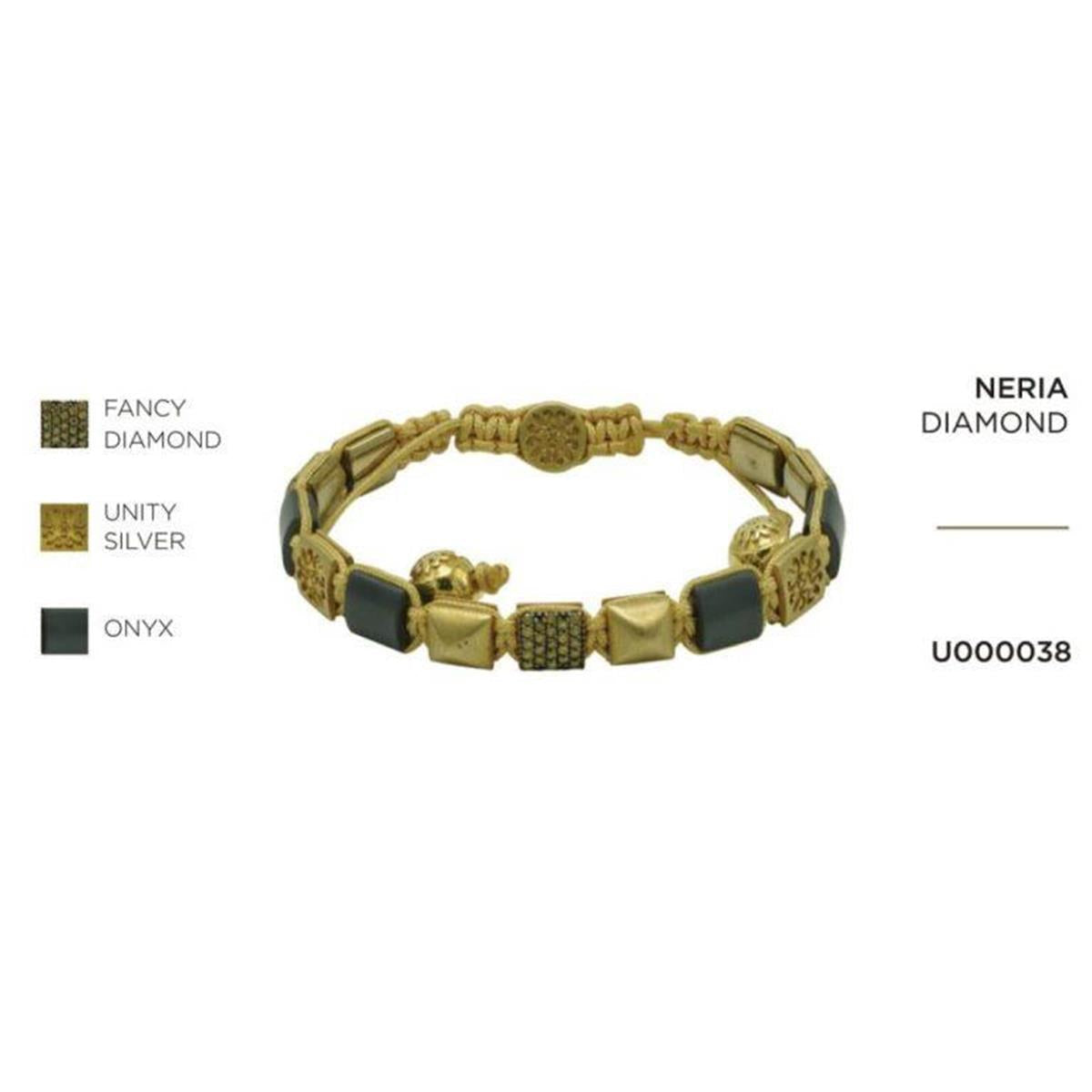 0,13 Ct Oniks Taşlı Pırlantalı Erkek Bileklik