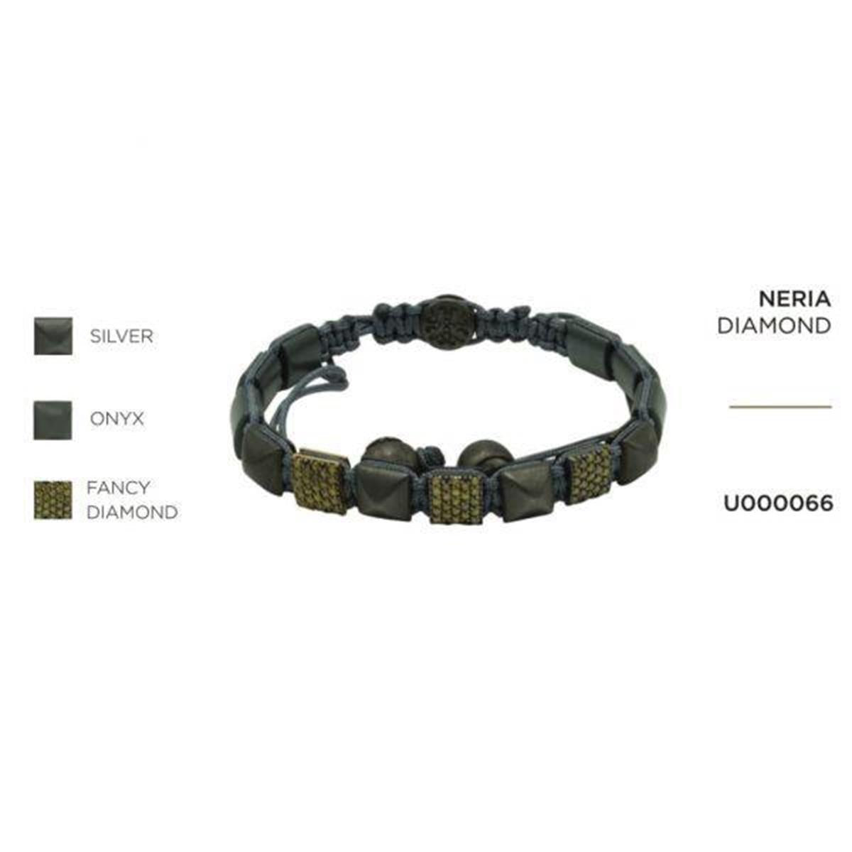 0,39 Ct Oniks Taşlı Pırlantalı Erkek Bileklik