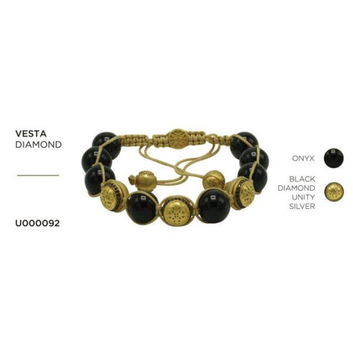0,27 Ct Oniks Taşlı Pırlantalı Gold Erkek Bileklik