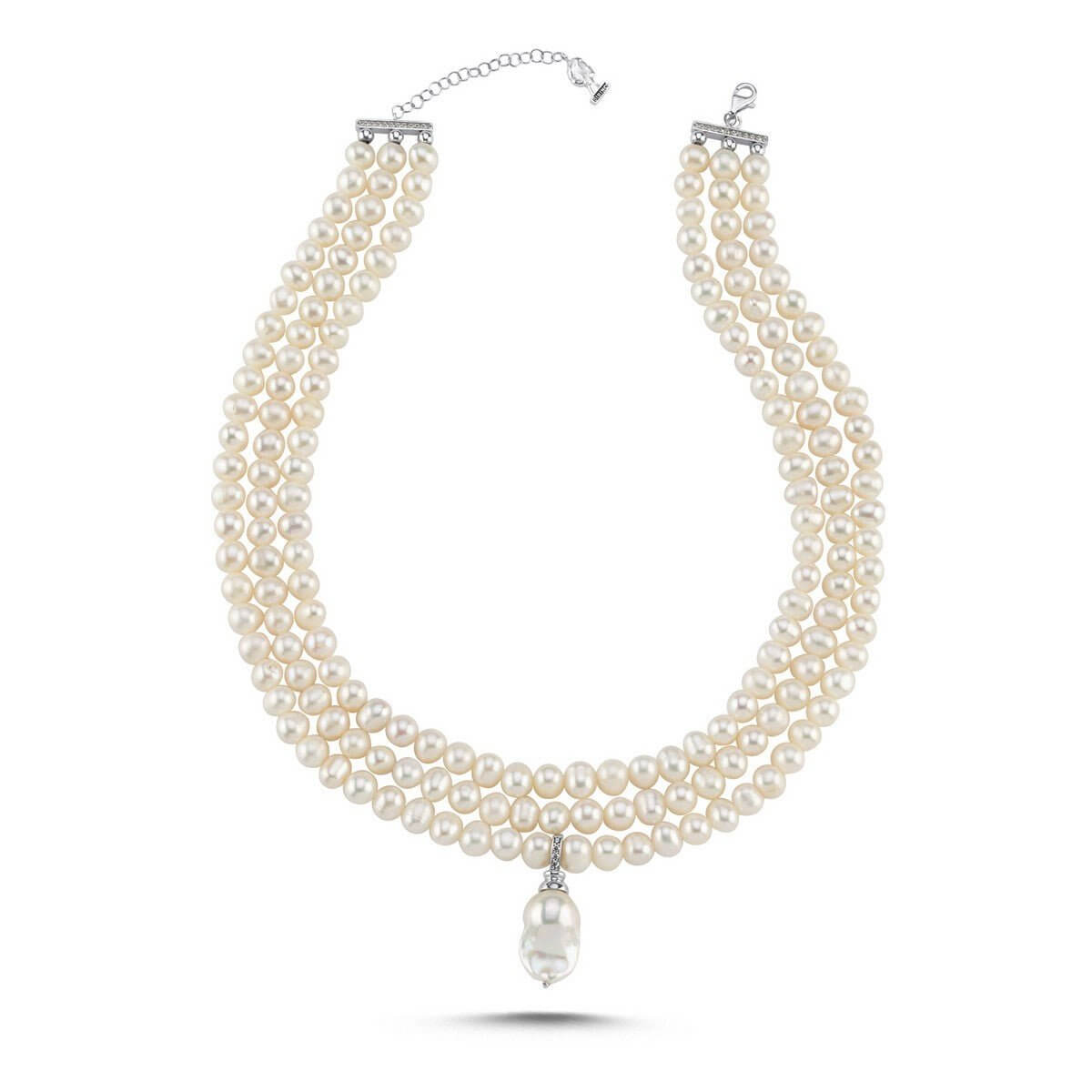 3 Sıra Barok Uçlu Doğal İnci Kolye | | Birinci1926