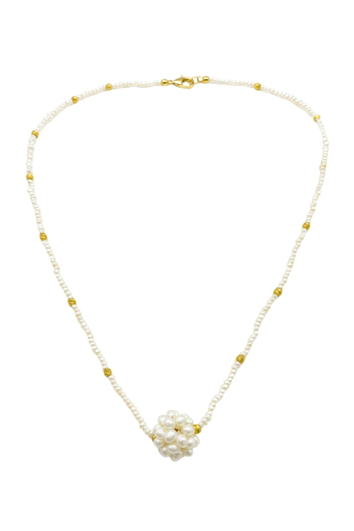 Dorika Detaylı İncili Top Kolye