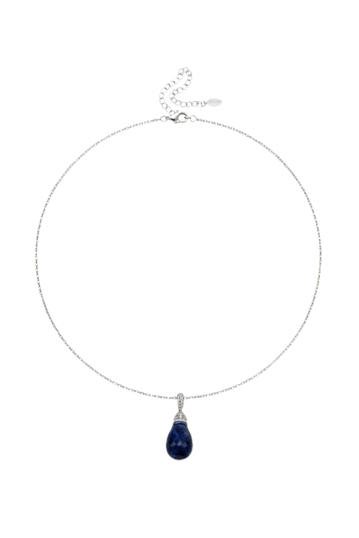 Lacivert Damla Kolye