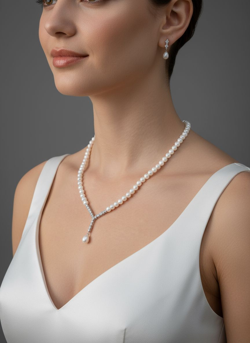 925 Ayar Gümüş Doğal İnci Set